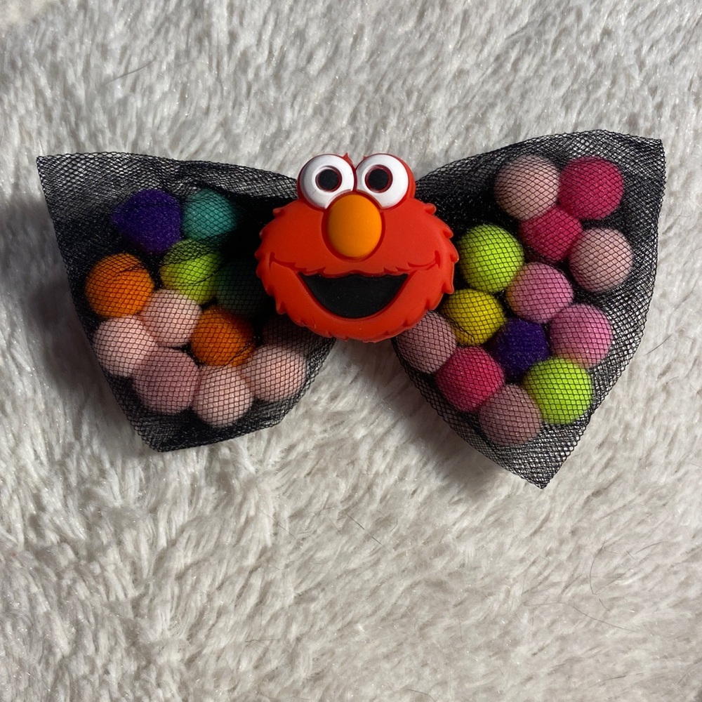 Elmo black bow claw hair clip total 2